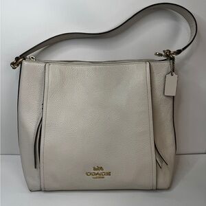 Coach White Pebble Leather Marlon Hobo Shoulder Bag